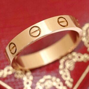 Cartier Mini Love Ring size US8.5 EU59 18k Rose Gold 750 Auth w/Box #786-35